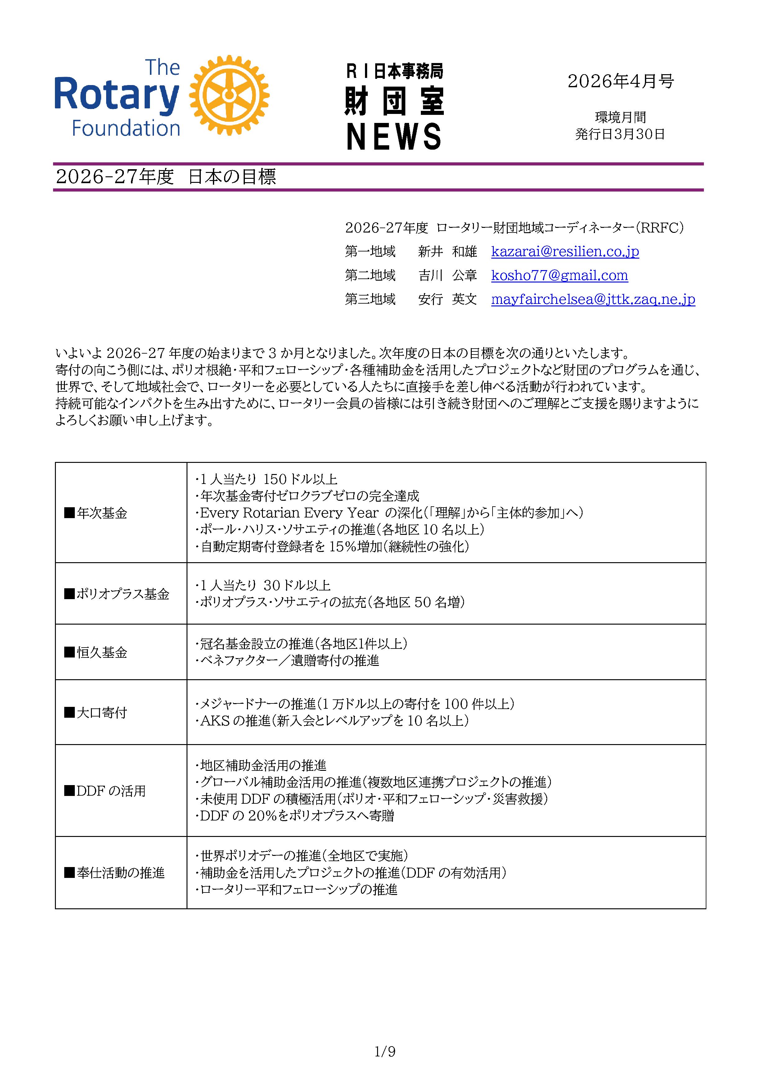 財団室ニュース